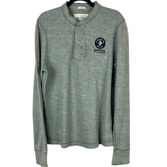 Abercrombie & Fitch Heather Gray Henley Top Size XL - Picture 1 of 11